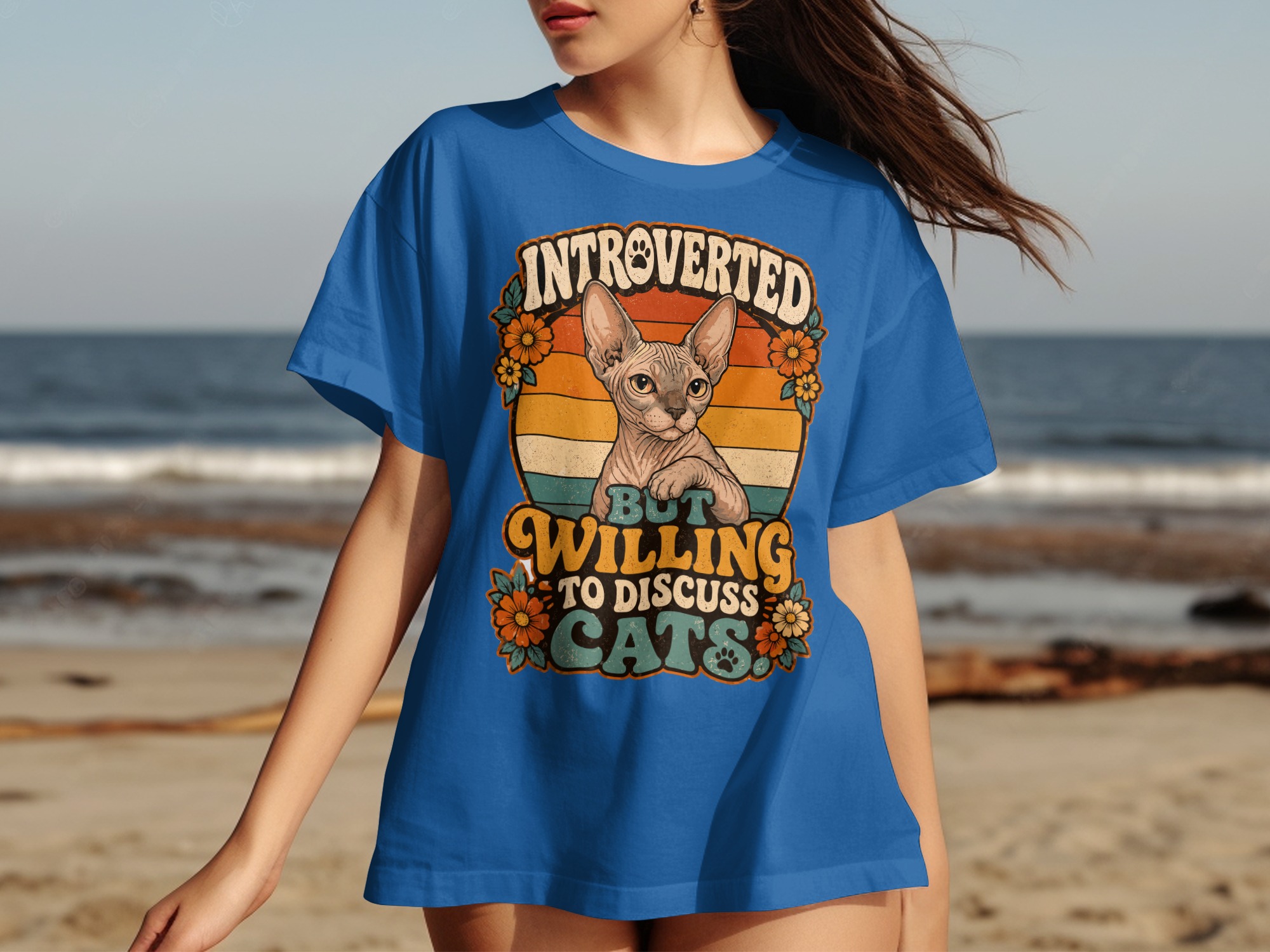Introverted But Willing To Discuss Cats Shirt, Sphynx Cat Lover Tee, Retro Funny Feline T-Shirt, Vintage Pet Owner Gift - Image 14