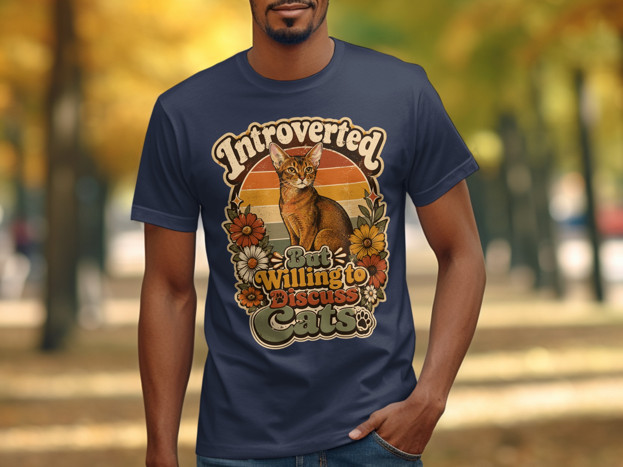 Introverted But Willing To Discuss Cats T-Shirt | Retro Cat Lover Shirt, Funny Cat Mom Gift, Vintage Pet Owner Tee, Boho Floral Kitty - Image 10