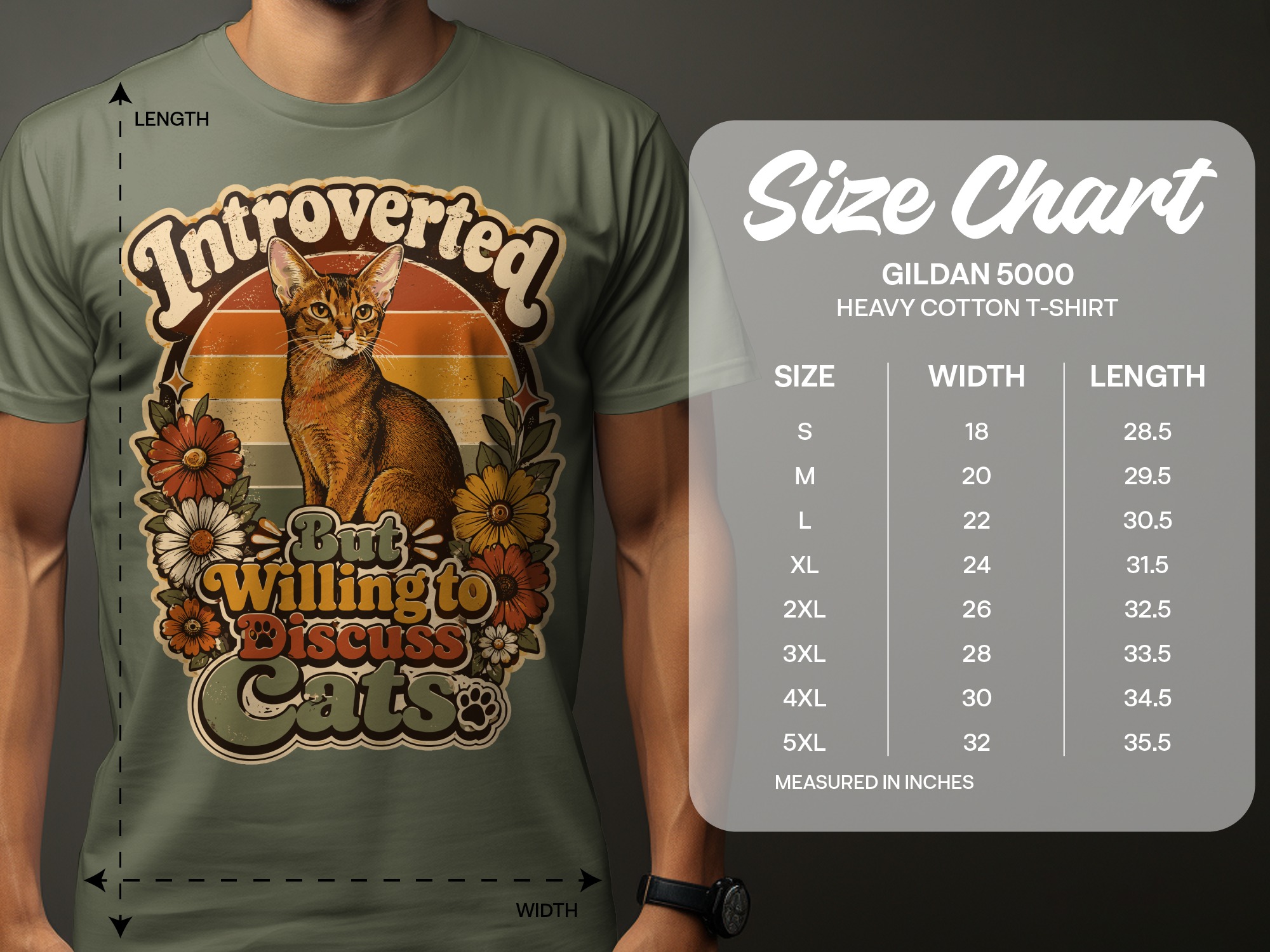 Introverted But Willing To Discuss Cats T-Shirt | Retro Cat Lover Shirt, Funny Cat Mom Gift, Vintage Pet Owner Tee, Boho Floral Kitty - Image 12
