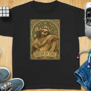 Dreamin Time - Sloth Art Nouveau, Dreamin Time Print, Whimsical Animal, Vintage Floral Decor, Goddess Sloth Illustration