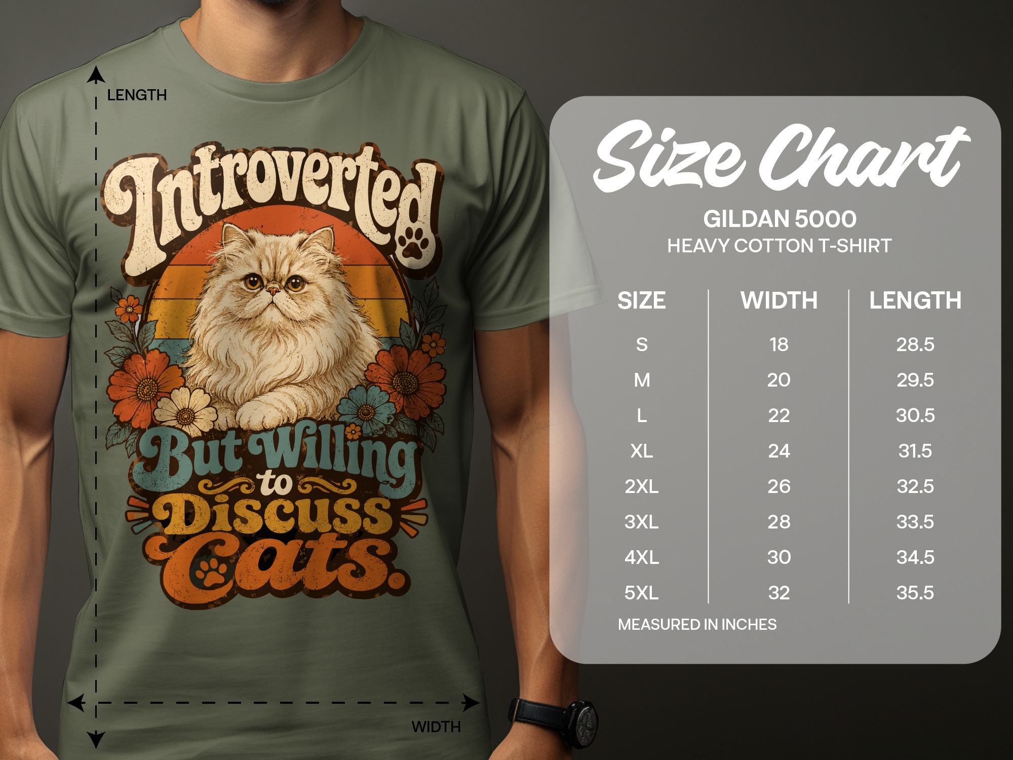 Introverted But Willing to Discuss Cats T-Shirt | Retro Cat Lover Tee | Funny Persian Cat Mom Gift | Vintage Pet Owner Aesthetic Shirt - Image 3