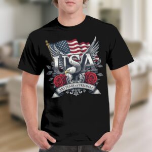 Patriotic American Eagle USA T-Shirt, 250 Years of Freedom Flag Tee, Vintage Style Independence Day Gift, Memorial Day Shirt, Veteran