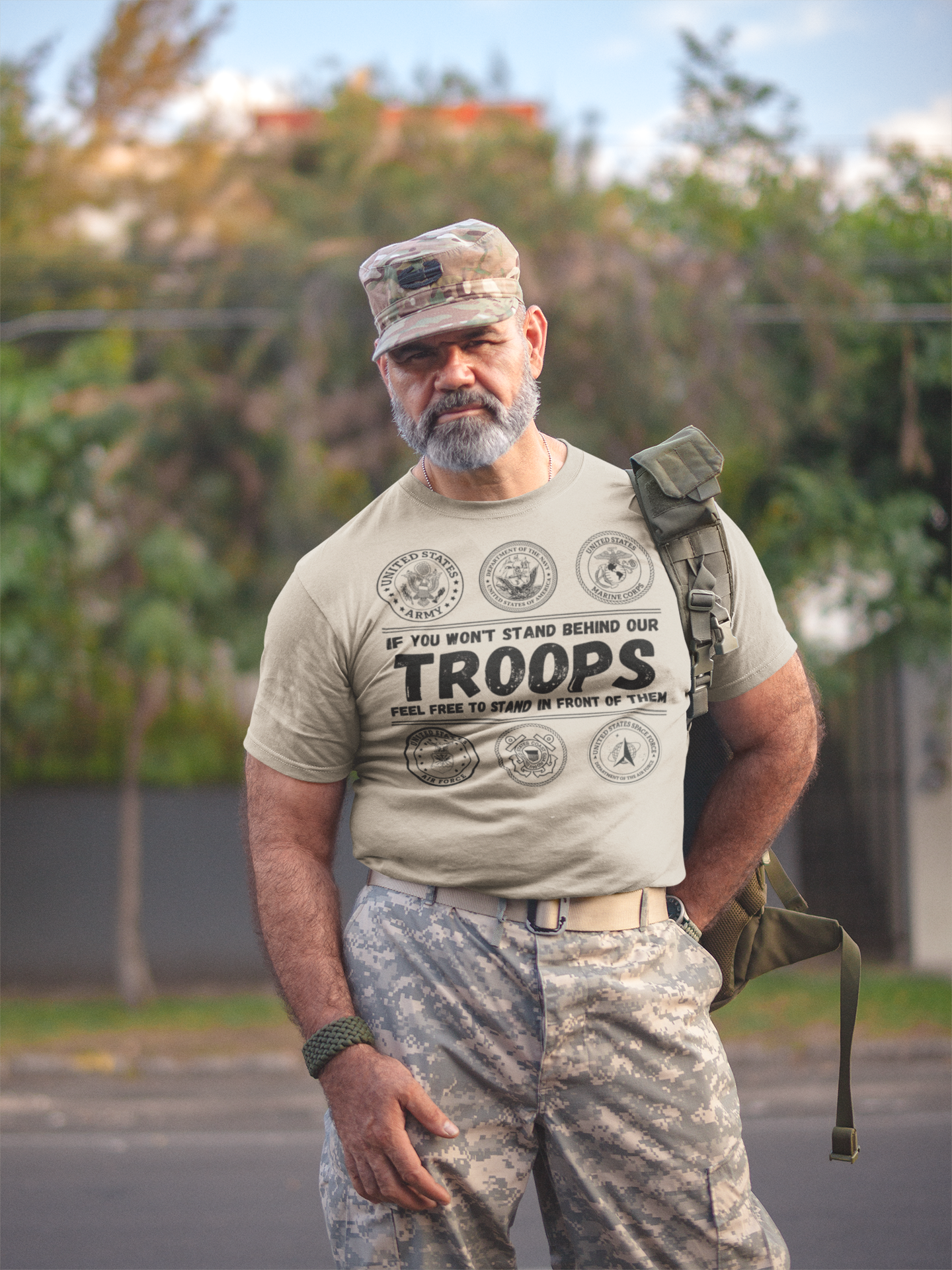 Stand Behind Our Troops Military T-Shirt | Patriotic US Armed Forces Veteran Shirt | Army Navy Marine Air Force Tee - Image 4