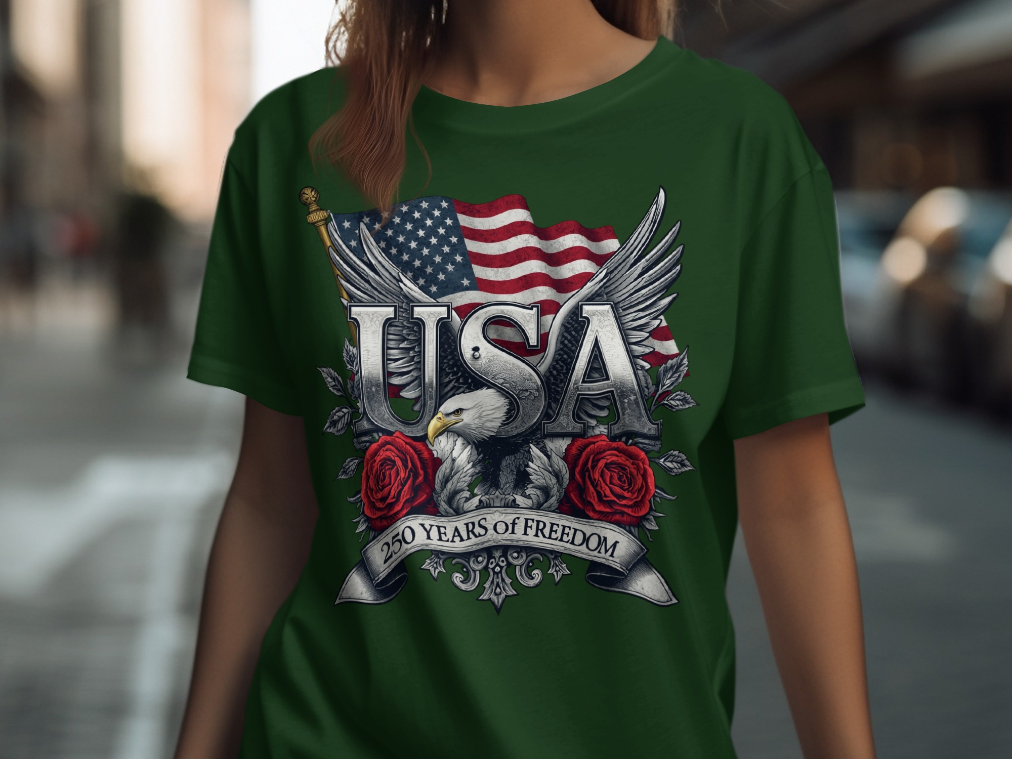 Patriotic American Eagle USA T-Shirt, 250 Years of Freedom Flag Tee, Vintage Style Independence Day Gift, Memorial Day Shirt, Veteran - Image 3