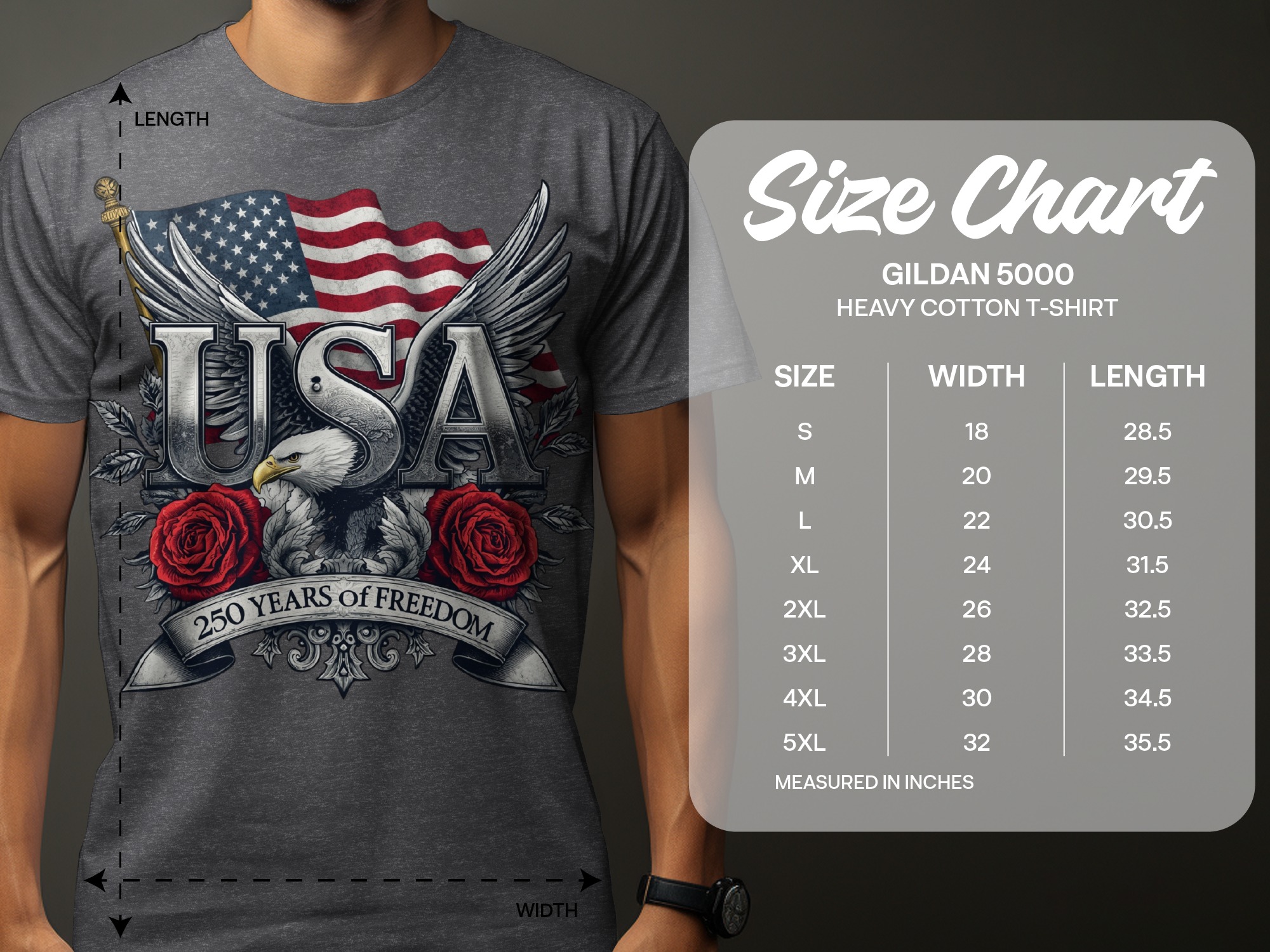 Patriotic American Eagle USA T-Shirt, 250 Years of Freedom Flag Tee, Vintage Style Independence Day Gift, Memorial Day Shirt, Veteran - Image 7