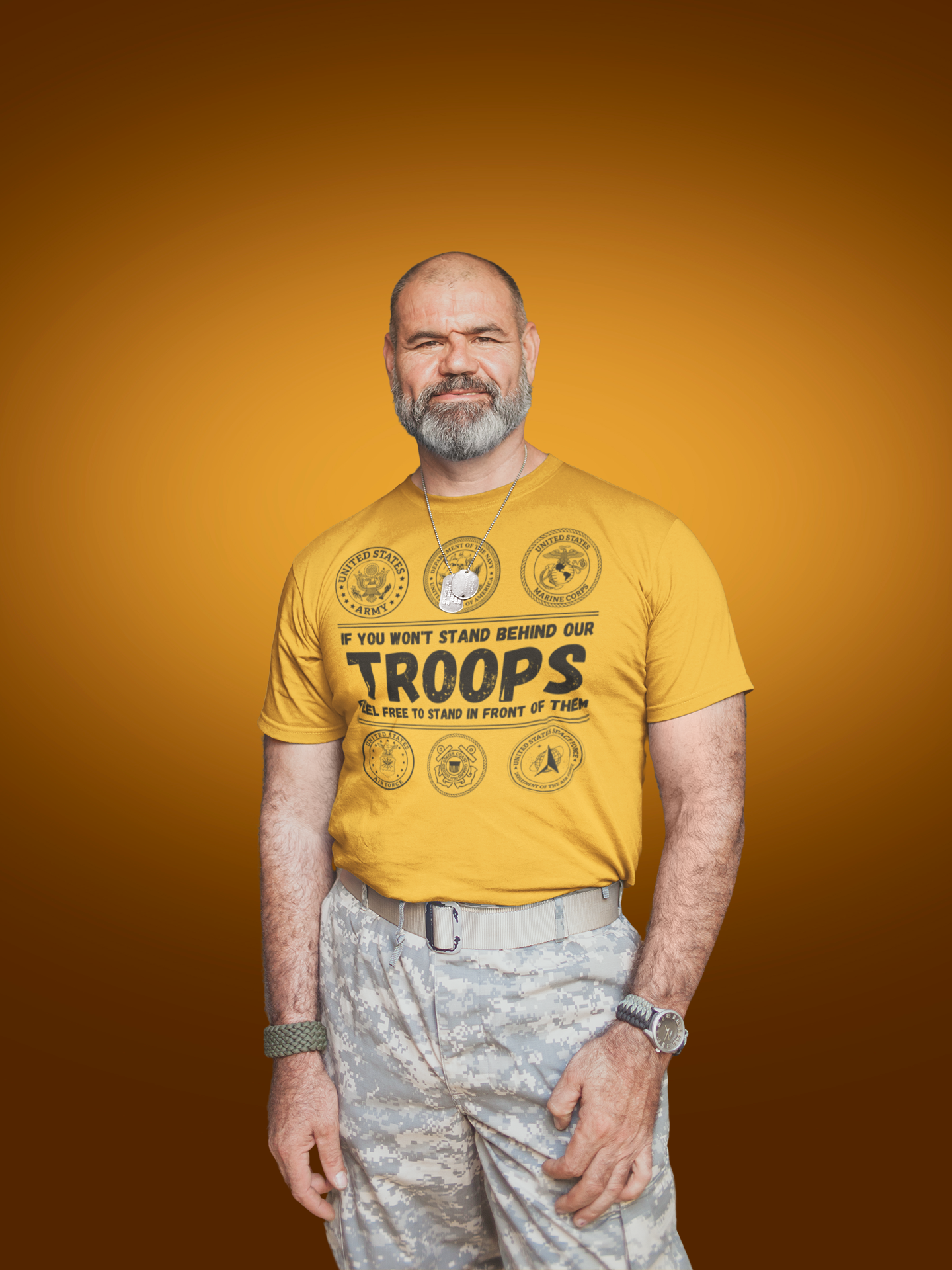 Stand Behind Our Troops Military T-Shirt | Patriotic US Armed Forces Veteran Shirt | Army Navy Marine Air Force Tee - Image 2
