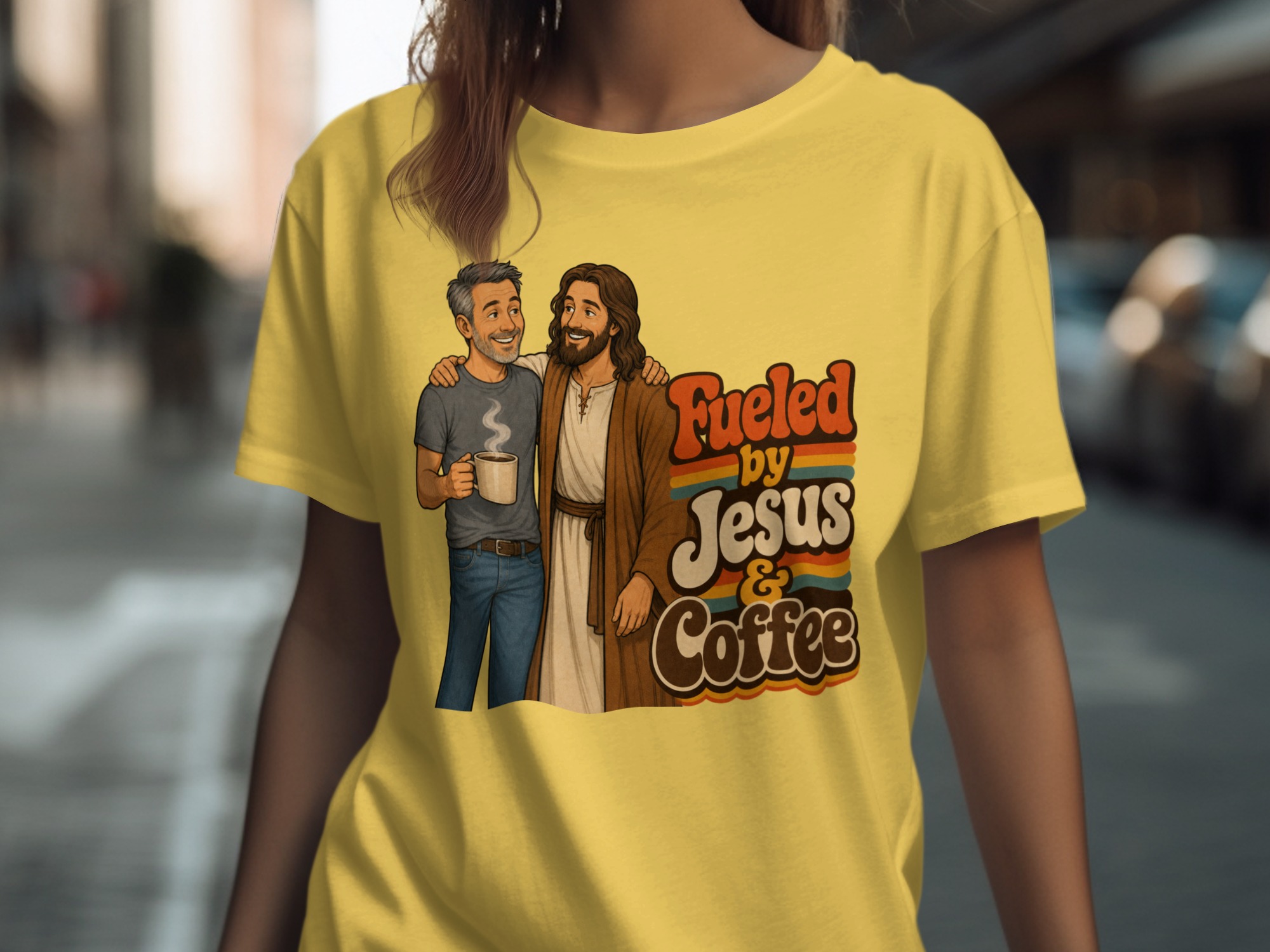 Fueled by Jesus & Coffee T-Shirt | Retro Christian Faith Tee Vintage Jesus Lover Gift for Him Her Spiritual Coffee Lover Apparel - Image 18