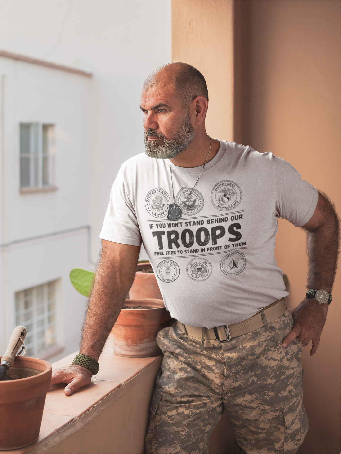 Stand Behind Our Troops Military T-Shirt | Patriotic US Armed Forces Veteran Shirt | Army Navy Marine Air Force Tee - Image 6