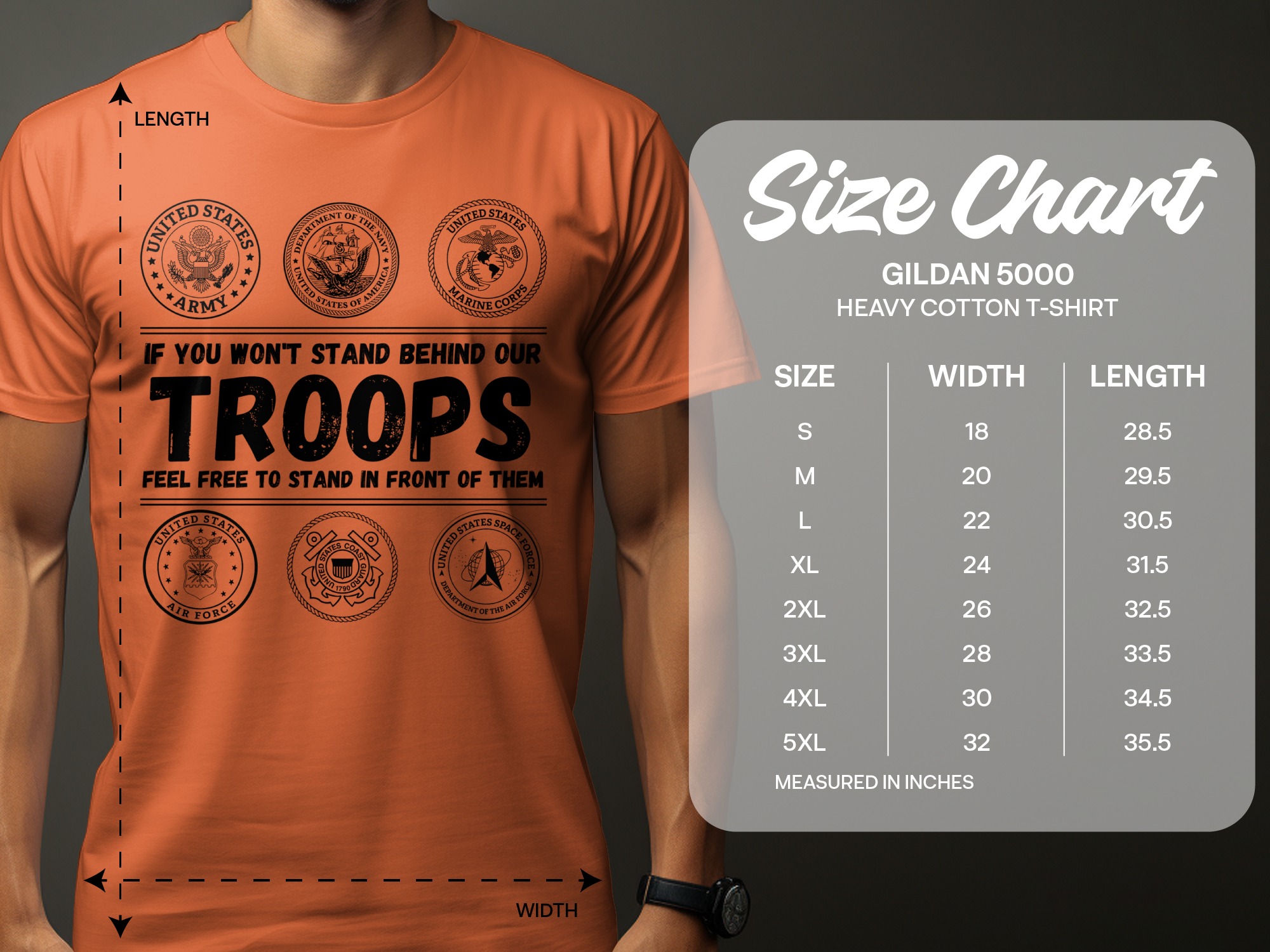 Stand Behind Our Troops Military T-Shirt | Patriotic US Armed Forces Veteran Shirt | Army Navy Marine Air Force Tee - Image 7