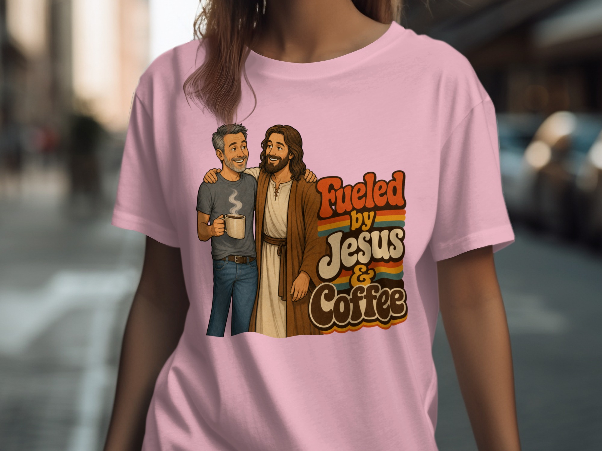 Fueled by Jesus & Coffee T-Shirt | Retro Christian Faith Tee Vintage Jesus Lover Gift for Him Her Spiritual Coffee Lover Apparel - Image 20