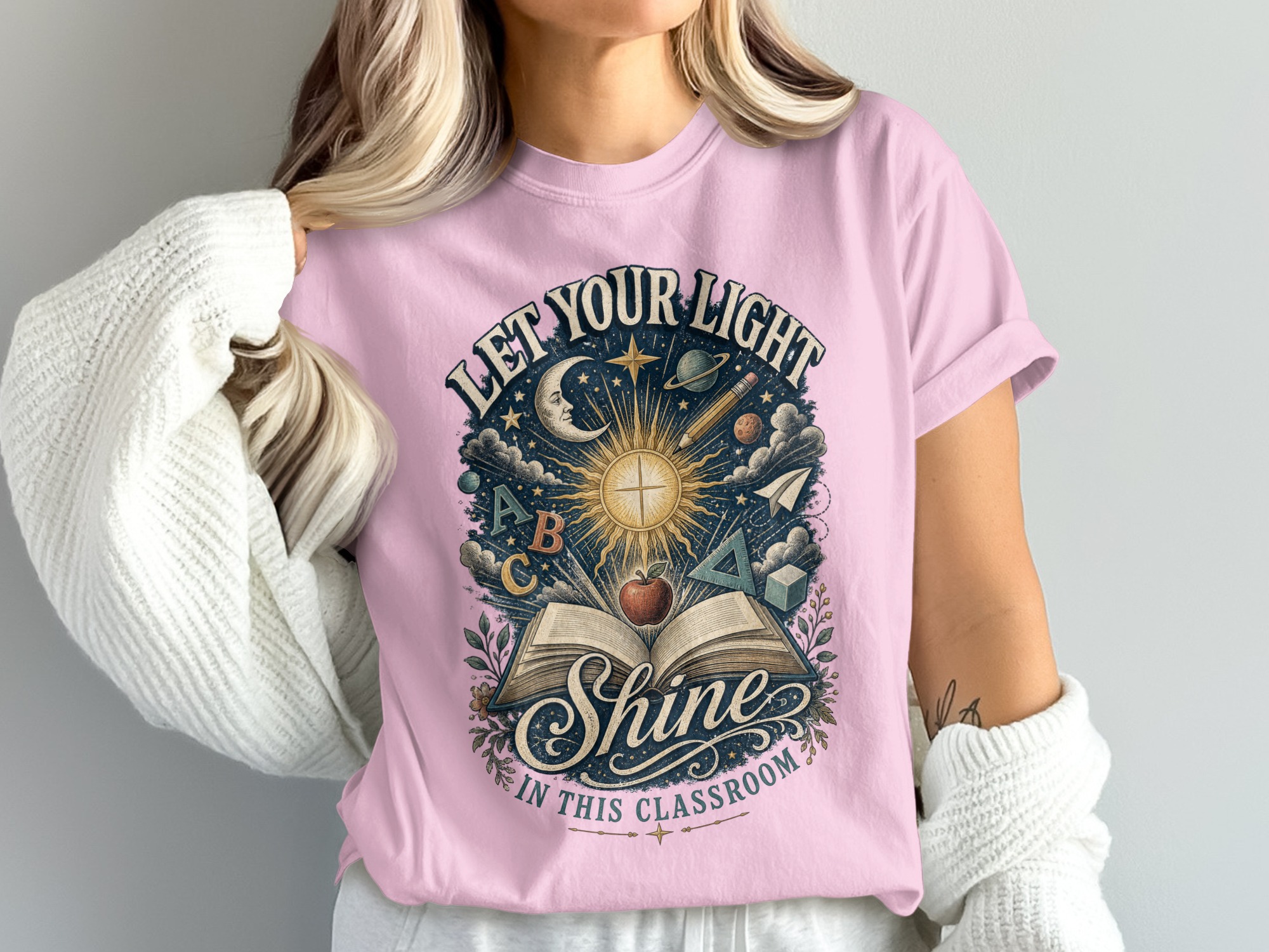 Let Your Light Shine In This Classroom Shirt, Teacher Appreciation Tee, Back To School Gift For Educators, Inspirational Book Apple Pencil - Image 10