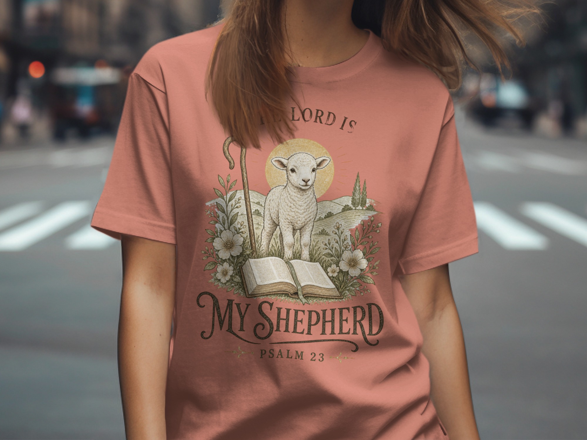 The Lord Is My Shepherd Psalm 23 T-Shirt, Christian Faith Apparel, Lamb of God Religious Verse Tee, Inspirational Gift for Her - Image 7