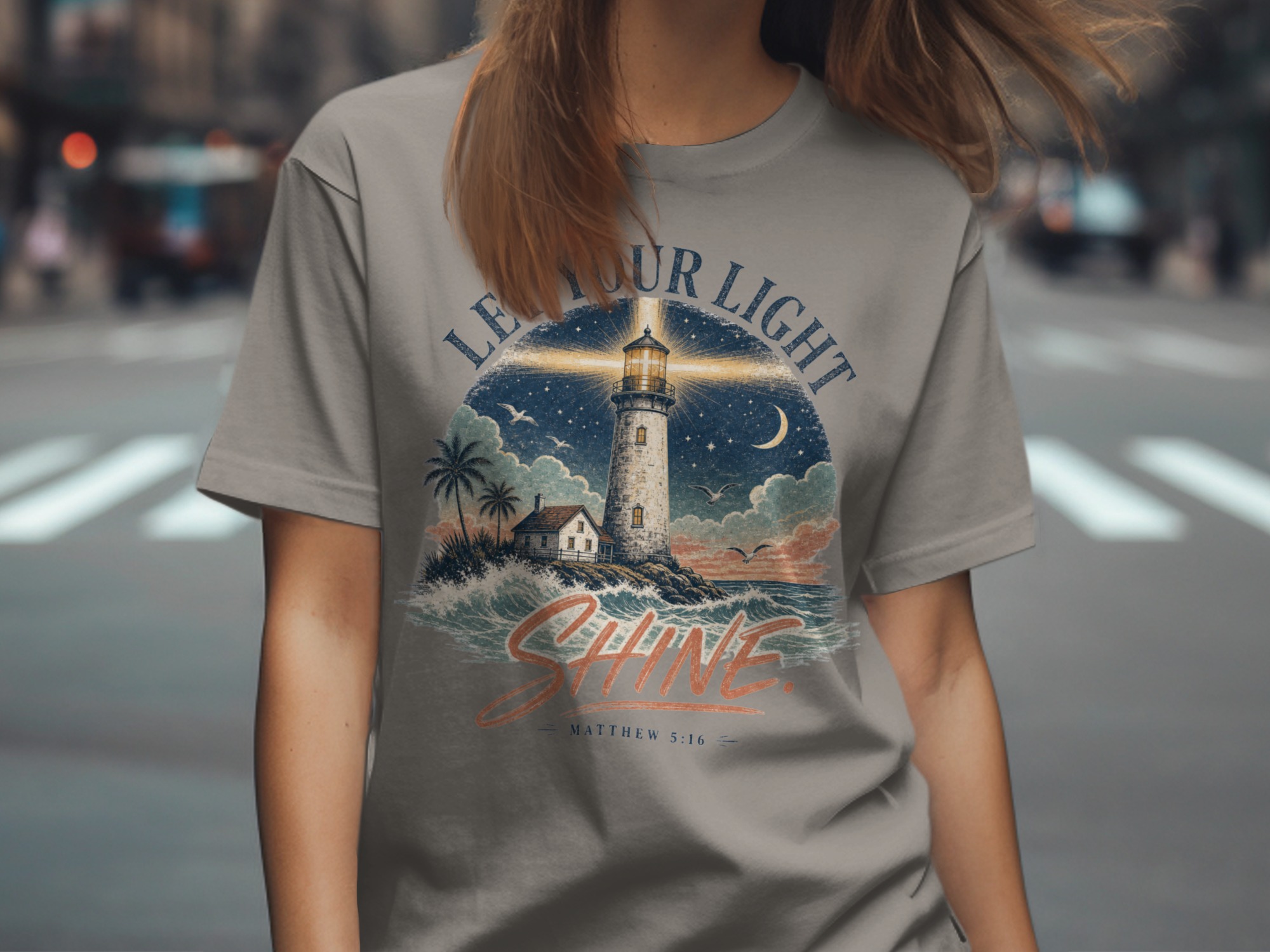 Let Your Light Shine Matthew 5:16 T-Shirt | Christian Lighthouse Verse Tee, Spiritual Faith Gift, Inspirational Apparel - Image 8