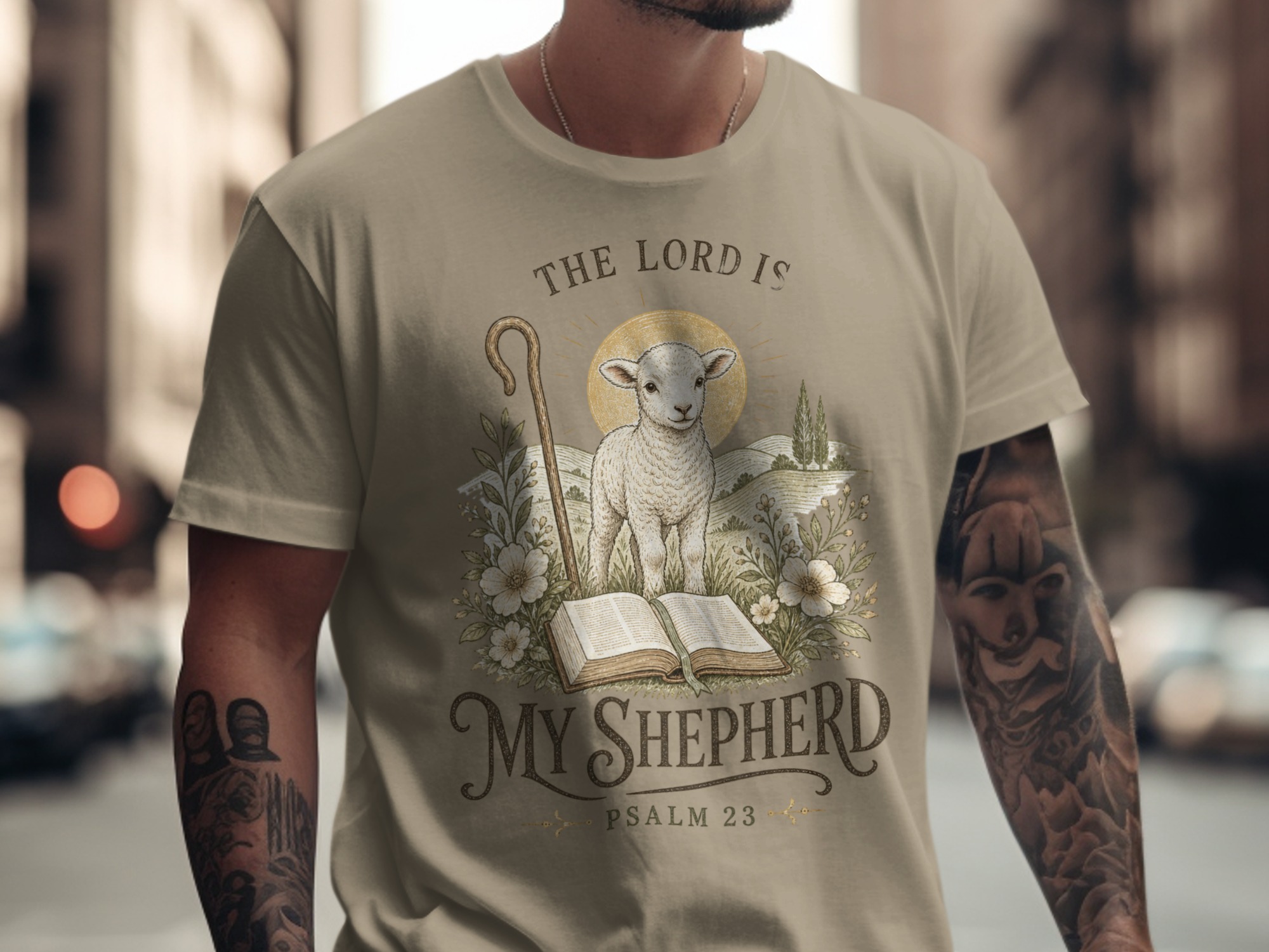 The Lord Is My Shepherd Psalm 23 T-Shirt, Christian Faith Apparel, Lamb of God Religious Verse Tee, Inspirational Gift for Her - Image 11