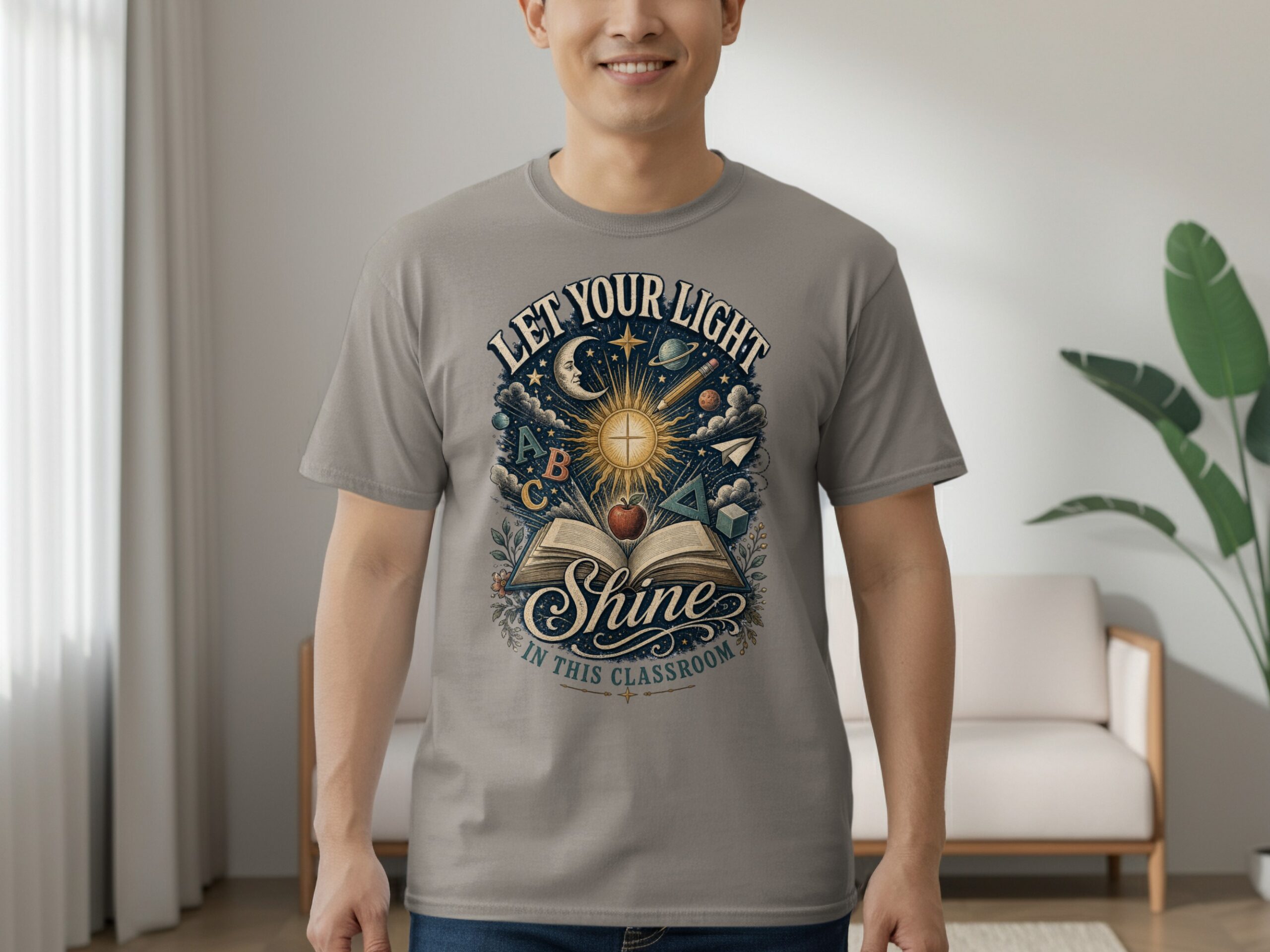Let Your Light Shine In This Classroom Shirt, Teacher Appreciation Tee, Back To School Gift For Educators, Inspirational Book Apple Pencil - Image 5