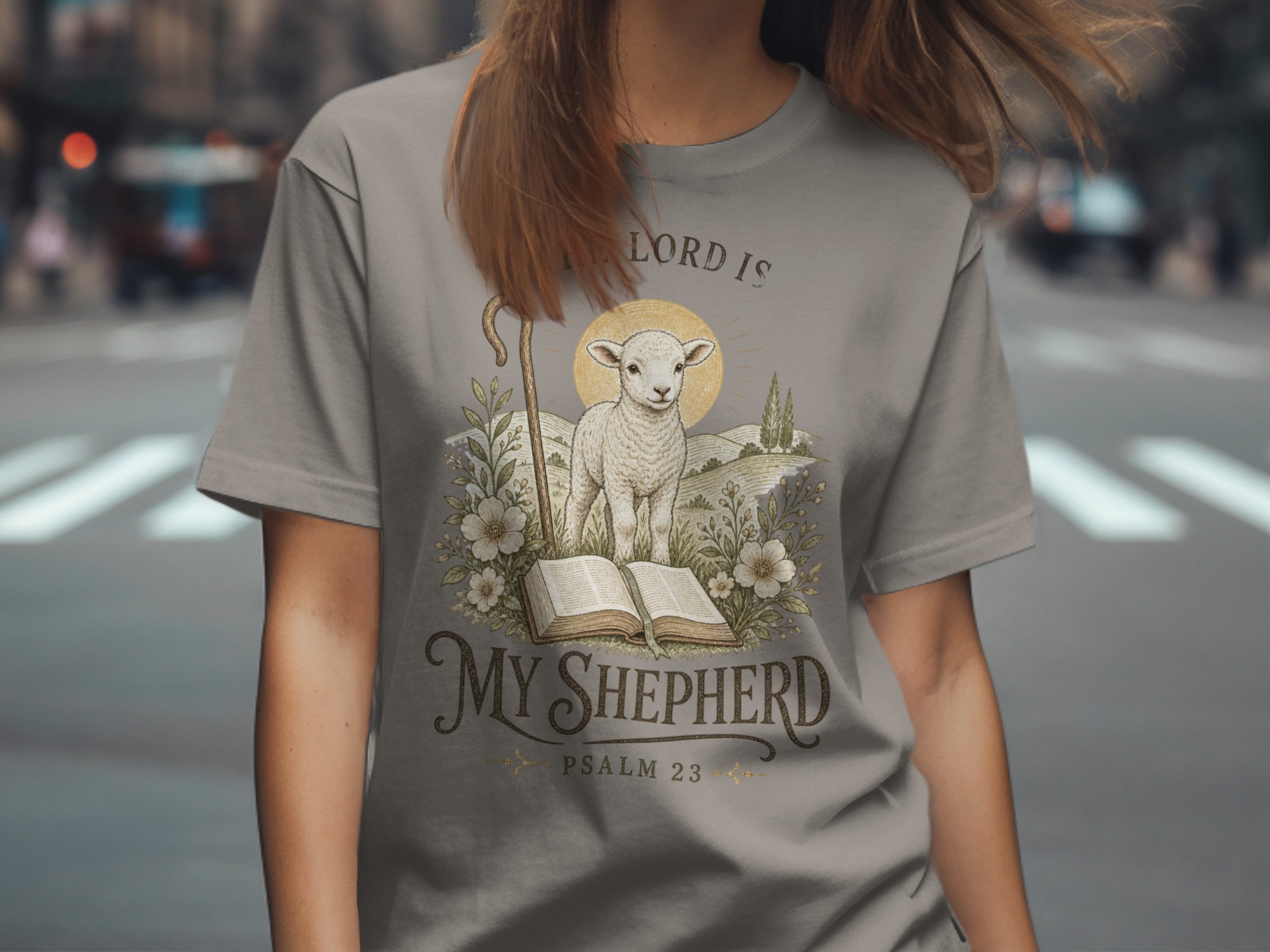 The Lord Is My Shepherd Psalm 23 T-Shirt, Christian Faith Apparel, Lamb of God Religious Verse Tee, Inspirational Gift for Her - Image 8