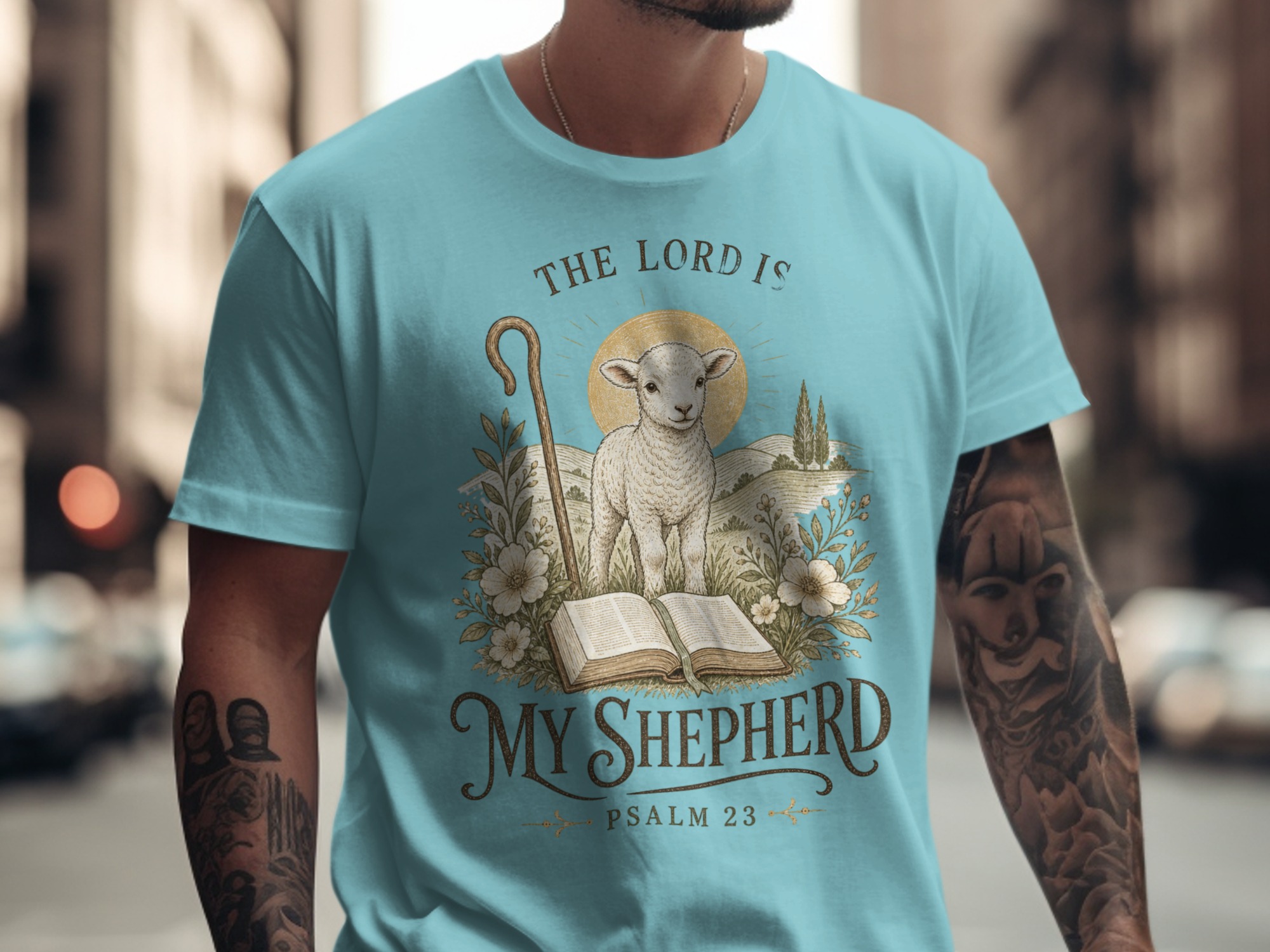 The Lord Is My Shepherd Psalm 23 T-Shirt, Christian Faith Apparel, Lamb of God Religious Verse Tee, Inspirational Gift for Her - Image 10