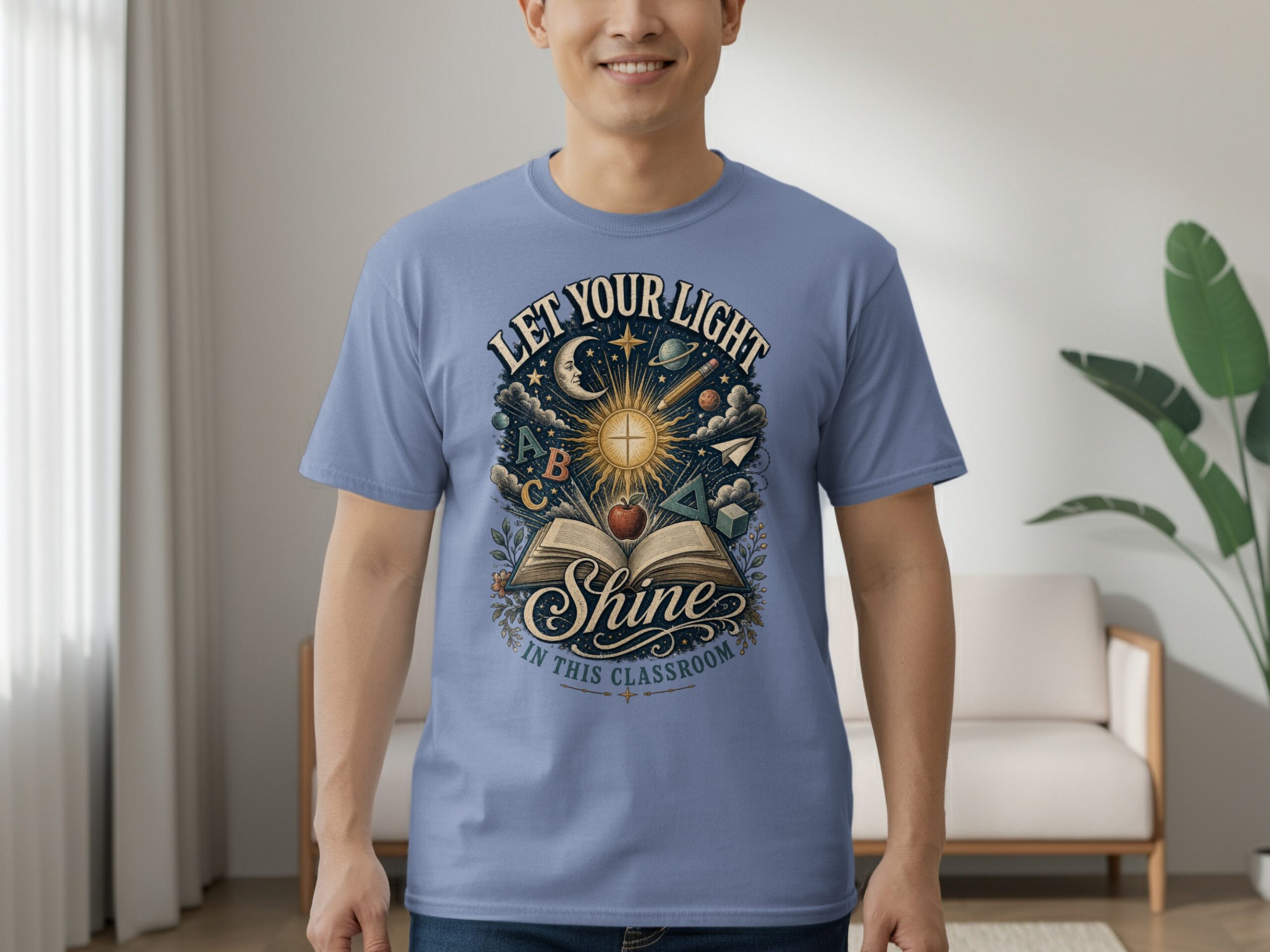 Let Your Light Shine In This Classroom Shirt, Teacher Appreciation Tee, Back To School Gift For Educators, Inspirational Book Apple Pencil - Image 6