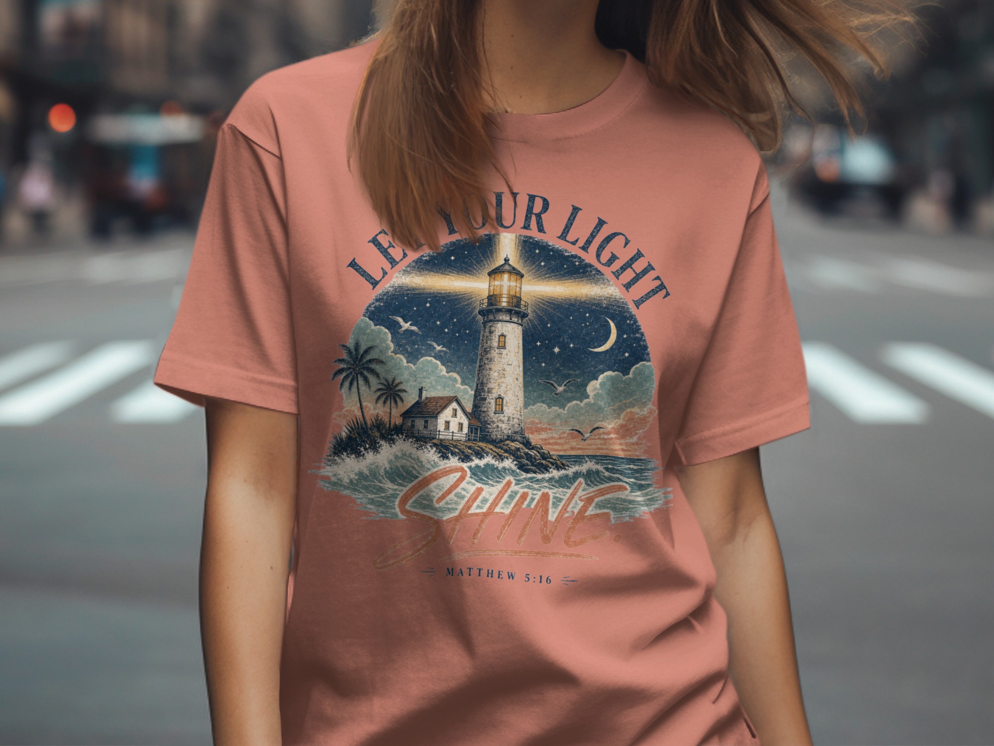 Let Your Light Shine Matthew 5:16 T-Shirt | Christian Lighthouse Verse Tee, Spiritual Faith Gift, Inspirational Apparel - Image 7