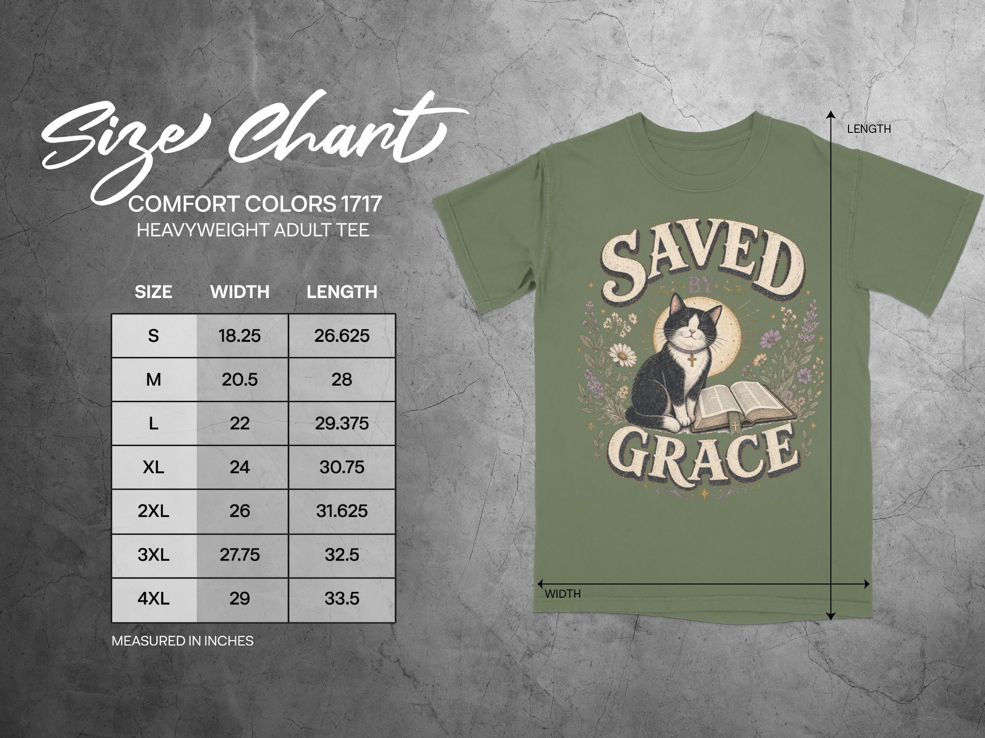 Saved By Grace Christian Cat T-Shirt, Faith Based Tuxedo Kitty and Bible Verse Tee, Cute Religious Floral Women's Gift Shirt - Image 12