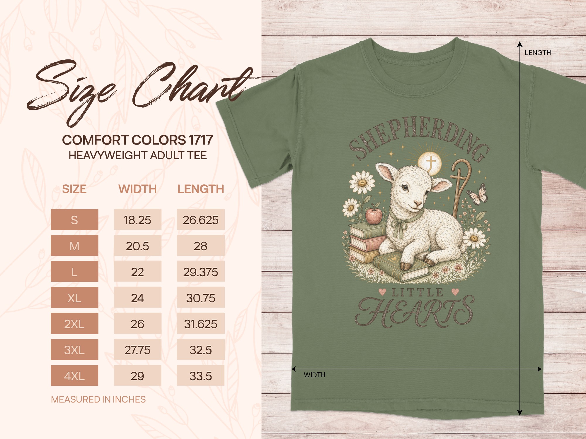 Christian Shepherding Little Hearts T-Shirt | Cute Lamb Daisy Pastor Teacher Gift | Faith-Based Apparel Tee - Image 14
