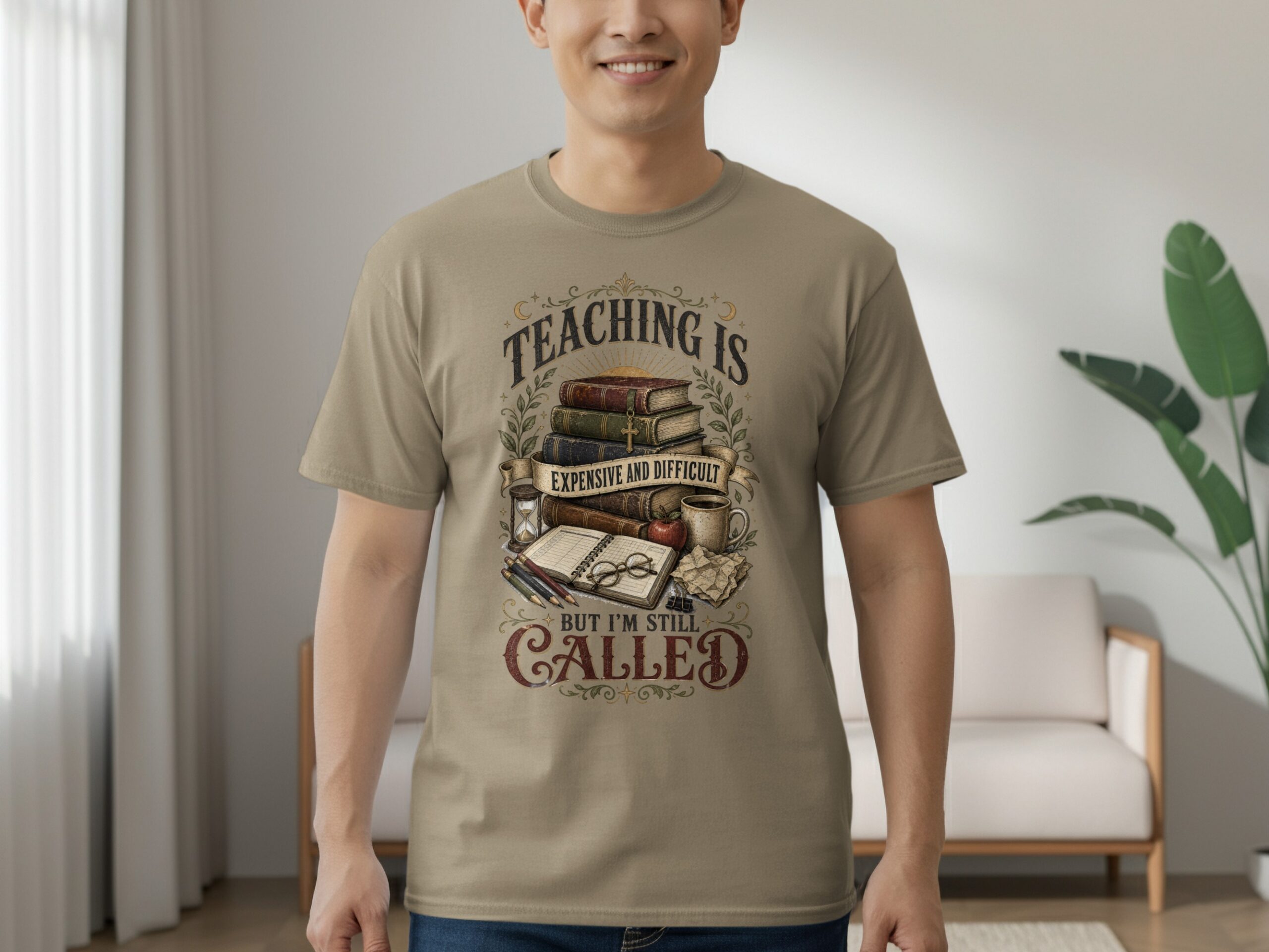 Teaching Is Hard Teacher T-Shirt, Dark Academia Educator Gift, Vintage Book Lover Shirt, Professor Called to Teach Literary Tee - Image 7