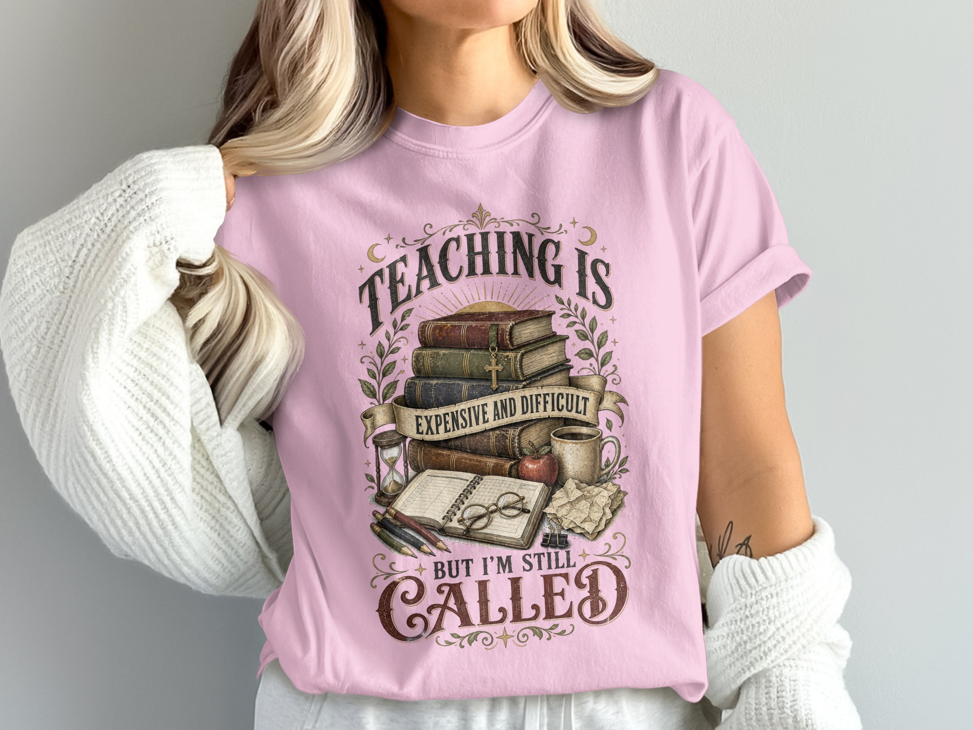 Teaching Is Hard Teacher T-Shirt, Dark Academia Educator Gift, Vintage Book Lover Shirt, Professor Called to Teach Literary Tee - Image 10