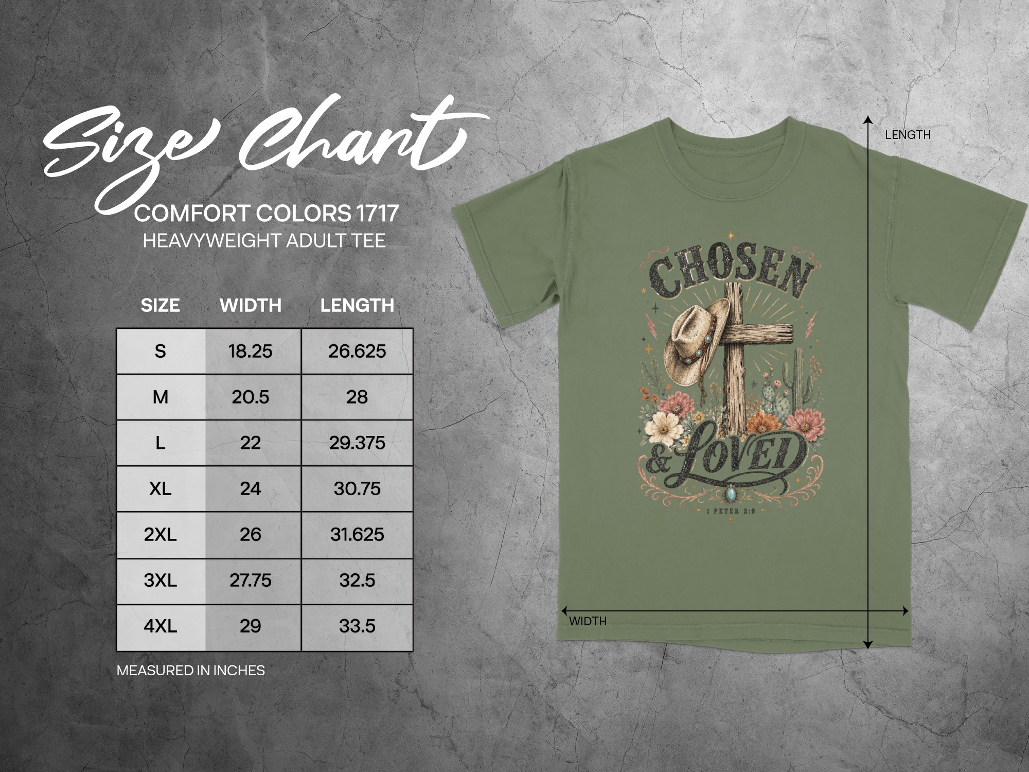 Chosen & Loved Western Christian T-Shirt | Boho Cowgirl Faith Tee, Rustic Cross Scripture 1 Peter 2:9 Top - Image 12