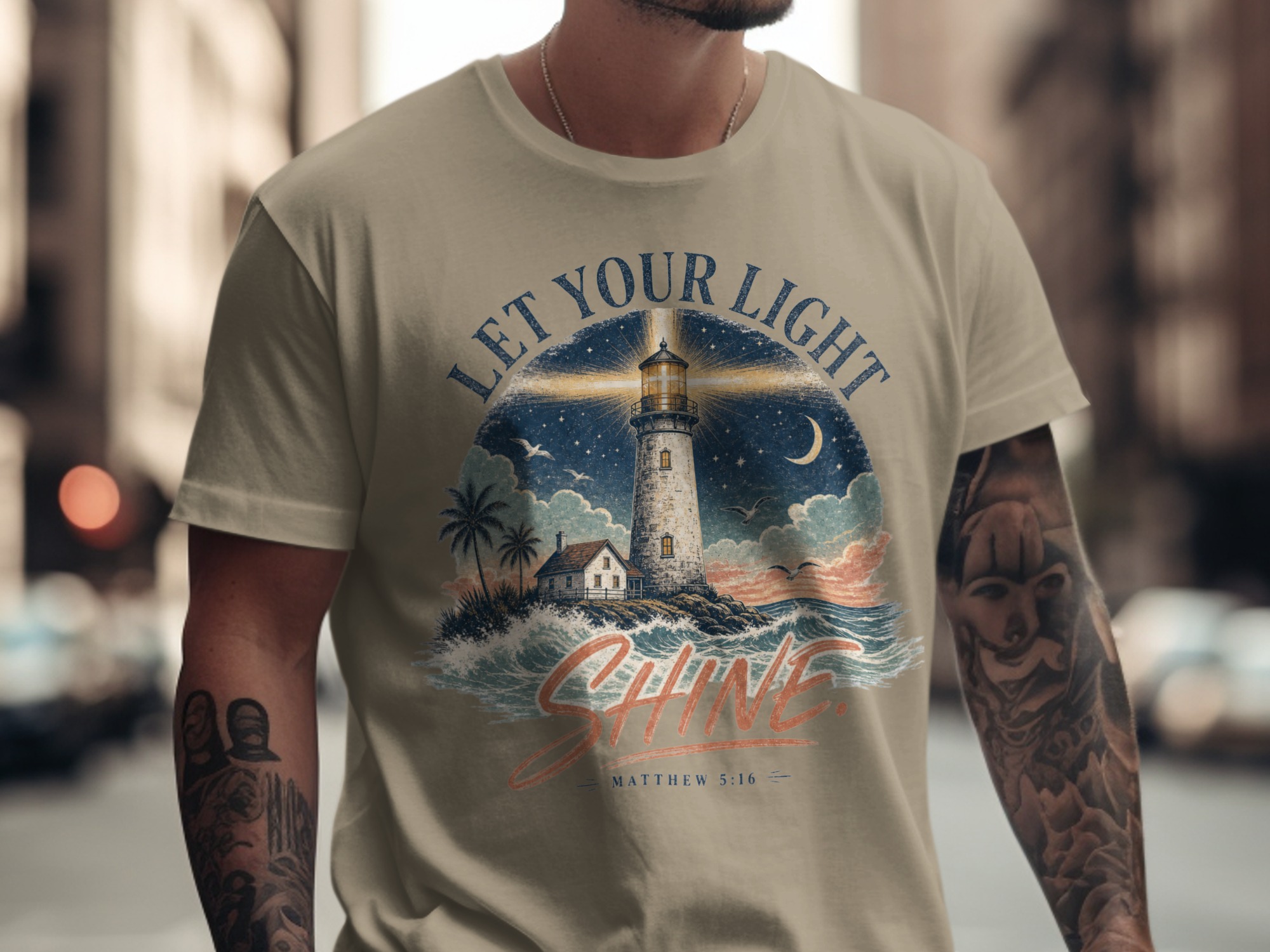 Let Your Light Shine Matthew 5:16 T-Shirt | Christian Lighthouse Verse Tee, Spiritual Faith Gift, Inspirational Apparel - Image 11