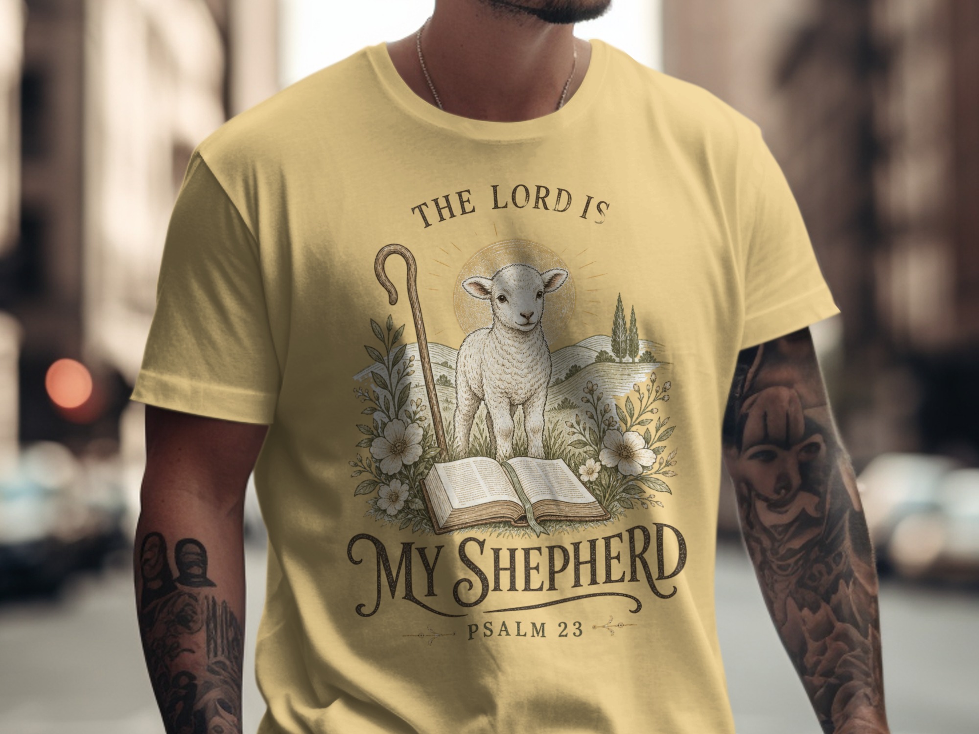 The Lord Is My Shepherd Psalm 23 T-Shirt, Christian Faith Apparel, Lamb of God Religious Verse Tee, Inspirational Gift for Her - Image 9