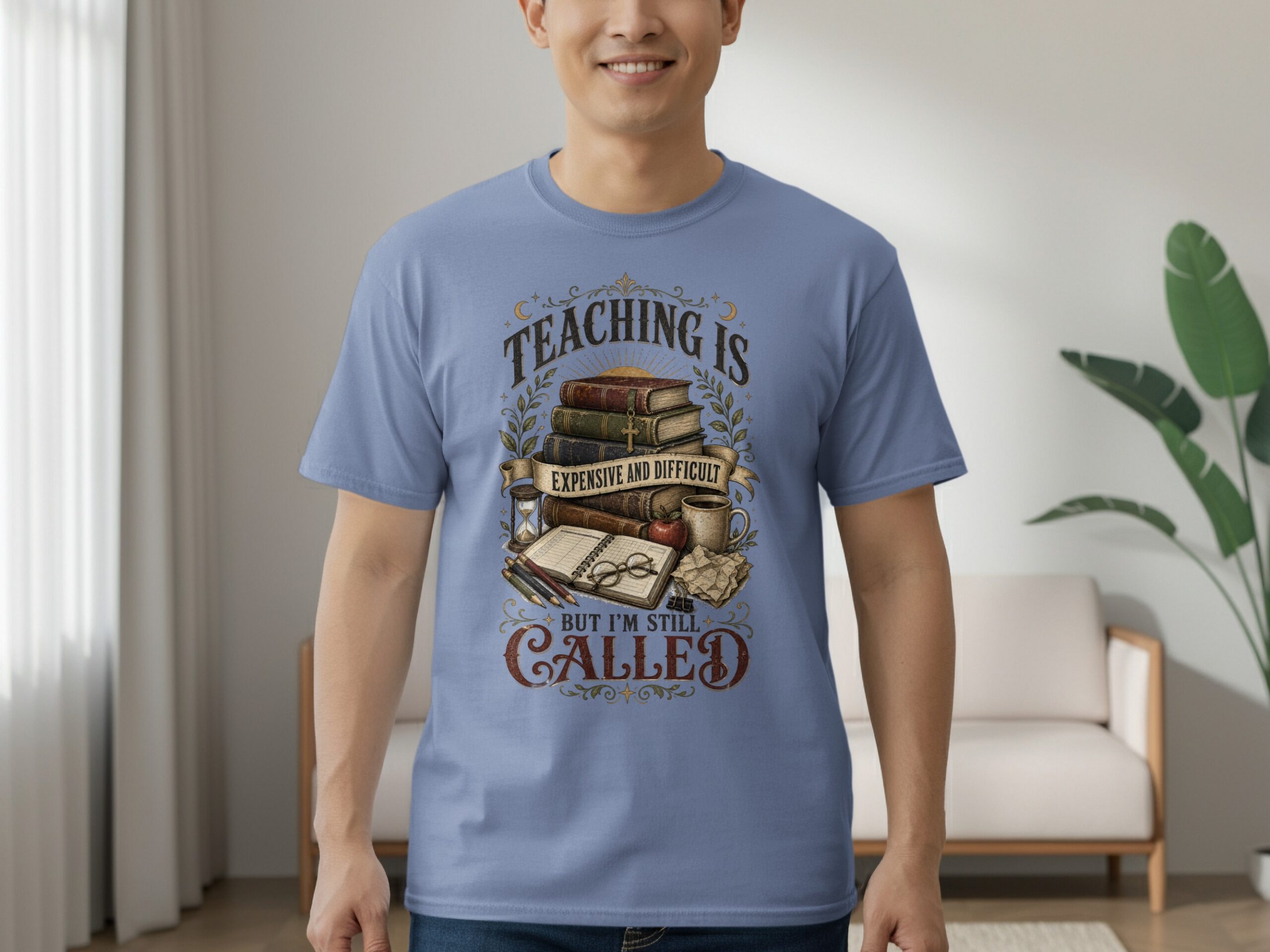 Teaching Is Hard Teacher T-Shirt, Dark Academia Educator Gift, Vintage Book Lover Shirt, Professor Called to Teach Literary Tee - Image 6