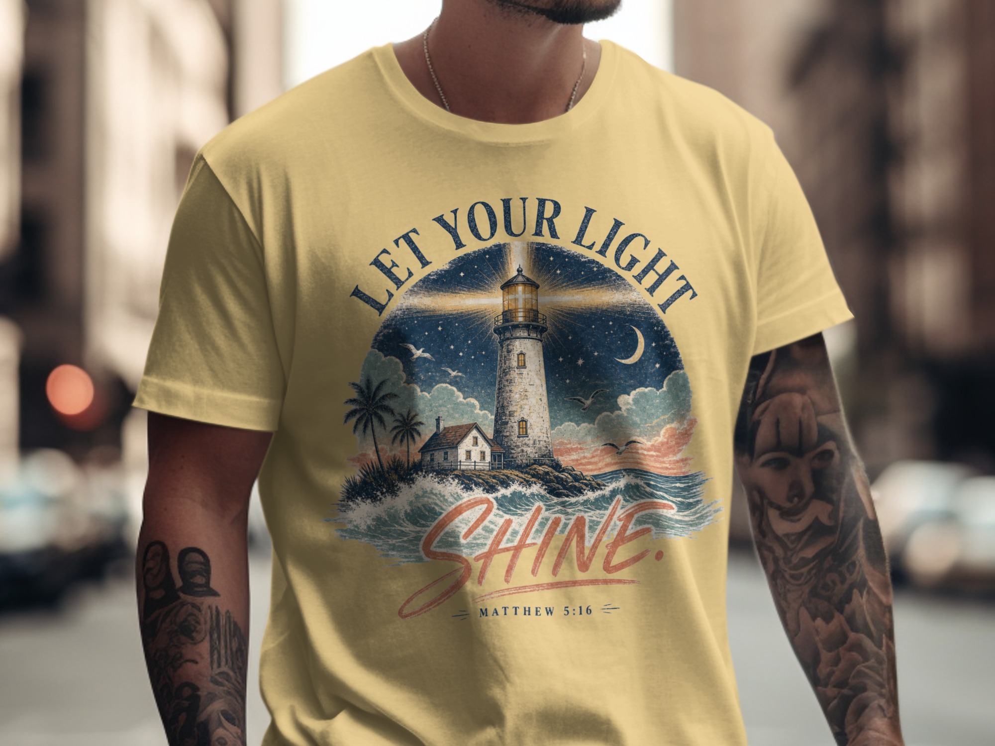 Let Your Light Shine Matthew 5:16 T-Shirt | Christian Lighthouse Verse Tee, Spiritual Faith Gift, Inspirational Apparel - Image 9